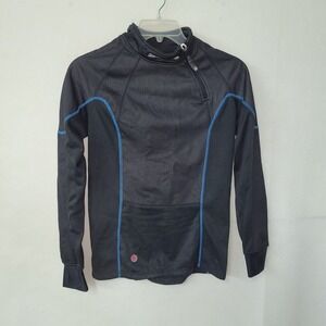 FREEZE-OUT Thermal Protection Long Sleeve Mock Neck Zip Up Pullover Top S Black